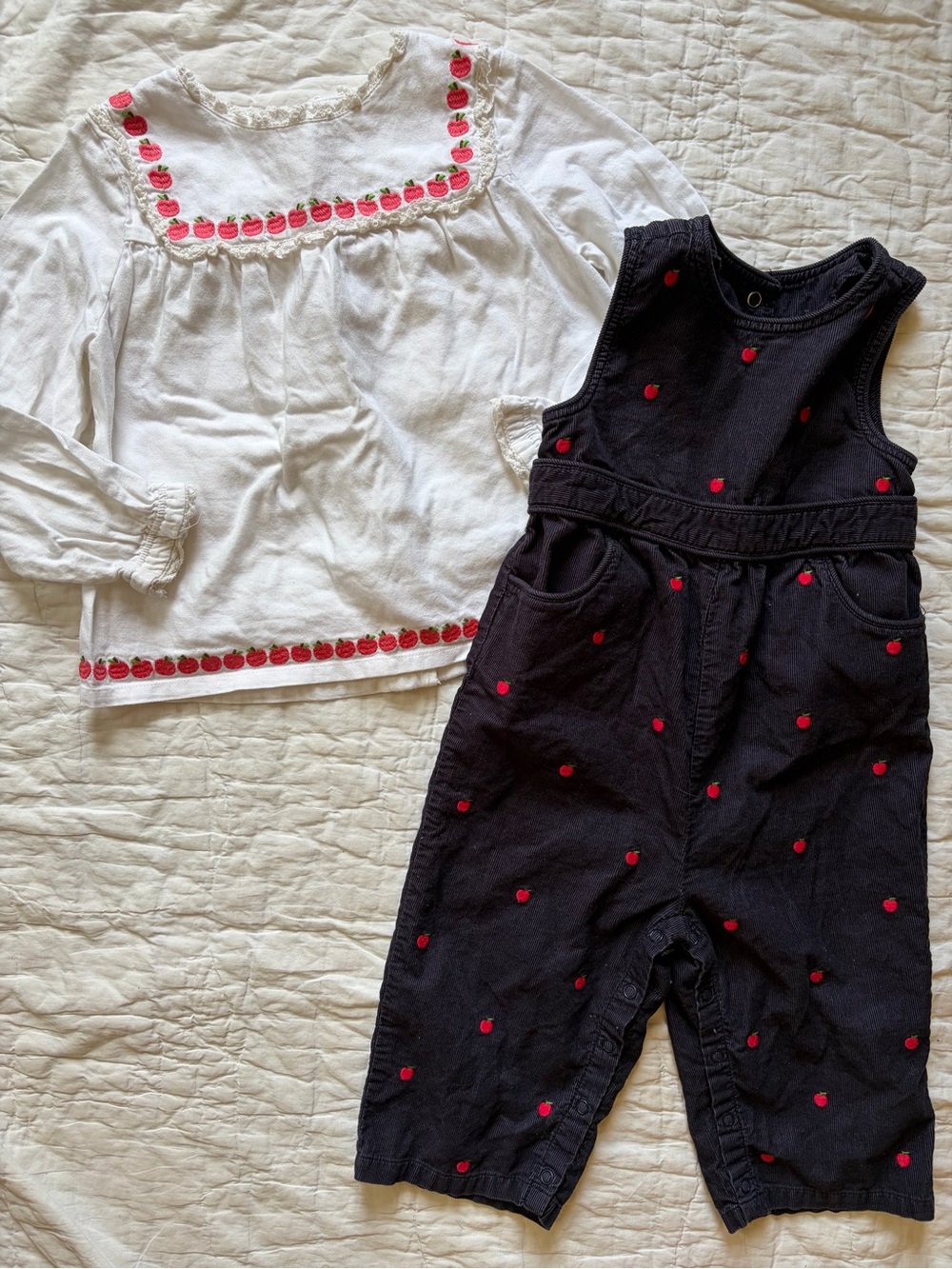 Girls Embroidered Apple set, 24 months